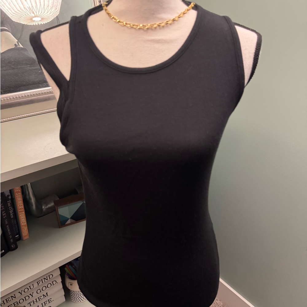PAIGE Black Sleeveless Cut Out Tank Top